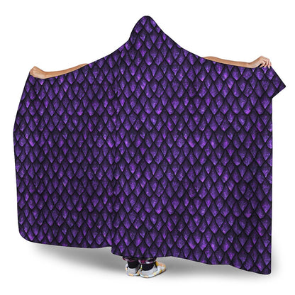 Purple Dragon Scales Pattern Print Hooded Blanket