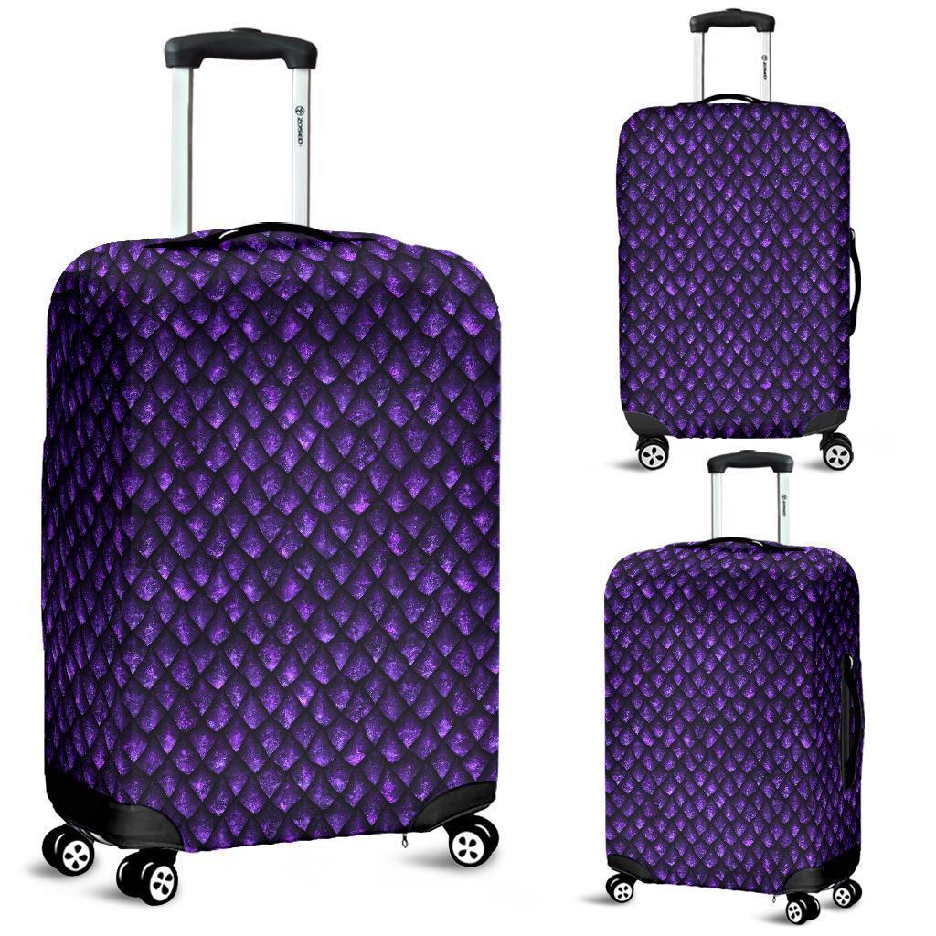 Purple Dragon Scales Pattern Print Luggage Cover GearFrost