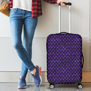 Purple Dragon Scales Pattern Print Luggage Cover GearFrost