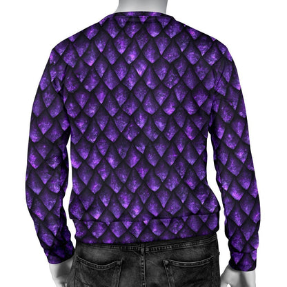 Purple Dragon Scales Pattern Print Men's Crewneck Sweatshirt GearFrost