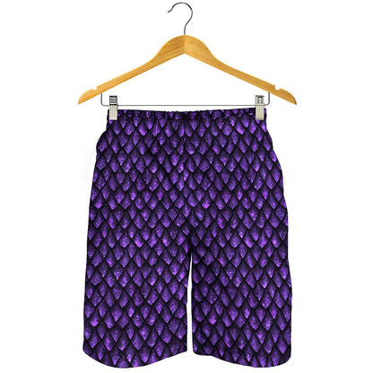 Purple Dragon Scales Pattern Print Men's Shorts