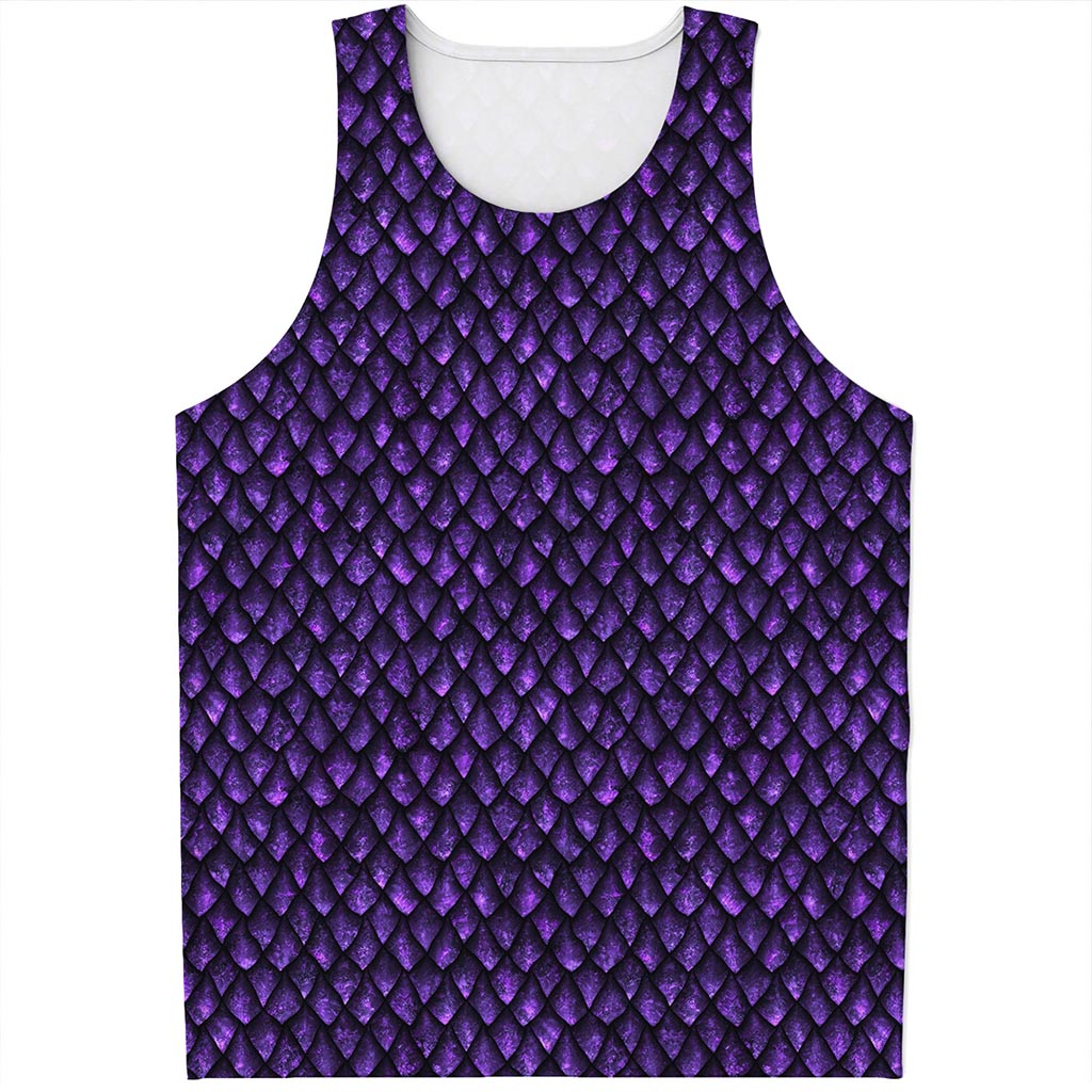 Purple Dragon Scales Pattern Print Men's Tank Top