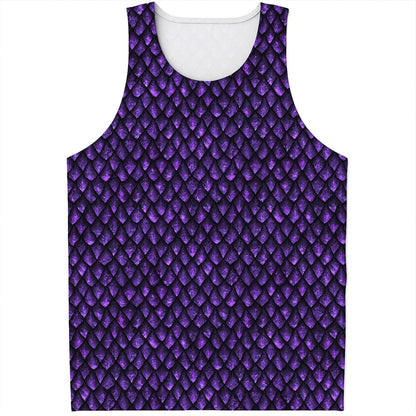 Purple Dragon Scales Pattern Print Men's Tank Top