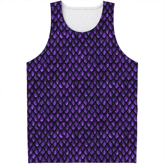 Purple Dragon Scales Pattern Print Men's Tank Top