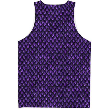 Purple Dragon Scales Pattern Print Men's Tank Top