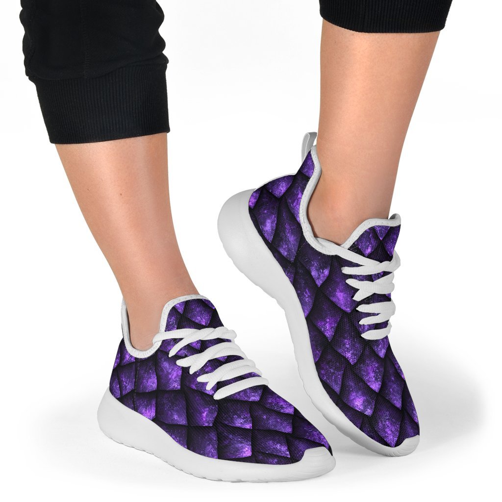 Purple Dragon Scales Pattern Print Mesh Knit Shoes GearFrost