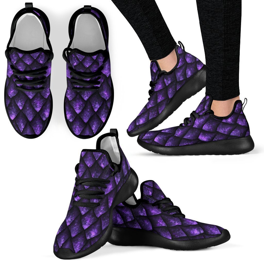 Purple Dragon Scales Pattern Print Mesh Knit Shoes GearFrost