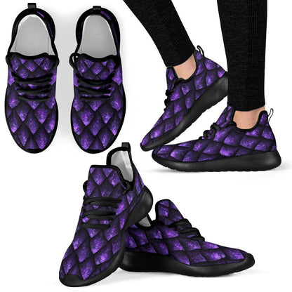Purple Dragon Scales Pattern Print Mesh Knit Shoes GearFrost