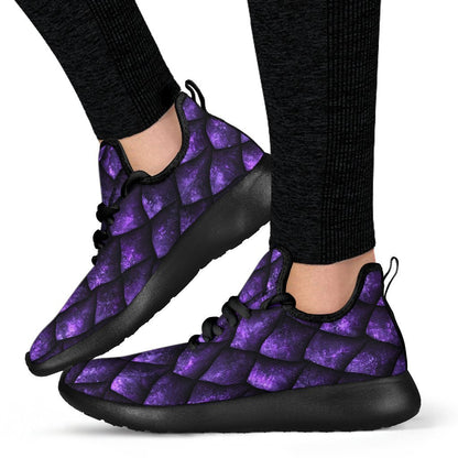 Purple Dragon Scales Pattern Print Mesh Knit Shoes GearFrost
