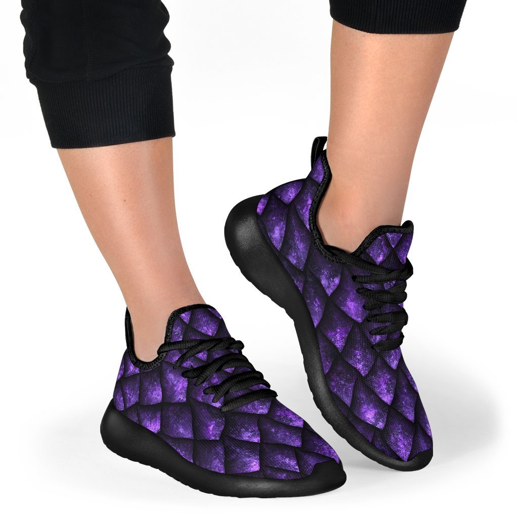 Purple Dragon Scales Pattern Print Mesh Knit Shoes GearFrost