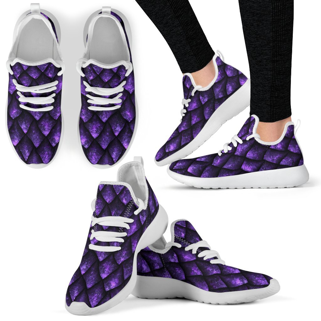 Purple Dragon Scales Pattern Print Mesh Knit Shoes GearFrost