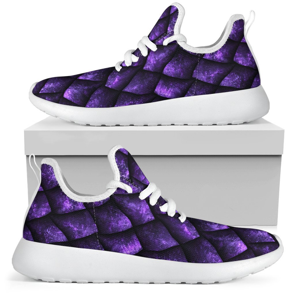 Purple Dragon Scales Pattern Print Mesh Knit Shoes GearFrost