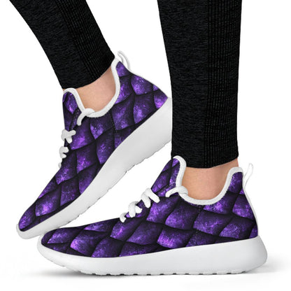 Purple Dragon Scales Pattern Print Mesh Knit Shoes GearFrost