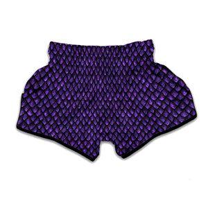 Purple Dragon Scales Pattern Print Muay Thai Boxing Shorts