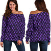 Purple Dragon Scales Pattern Print Off Shoulder Sweatshirt GearFrost