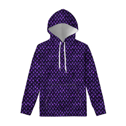 Purple Dragon Scales Pattern Print Pullover Hoodie