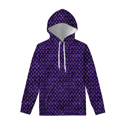 Purple Dragon Scales Pattern Print Pullover Hoodie