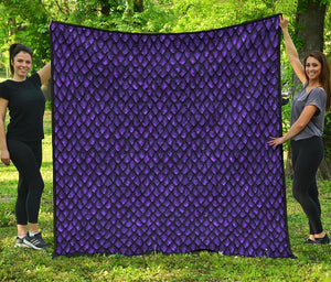 Purple Dragon Scales Pattern Print Quilt