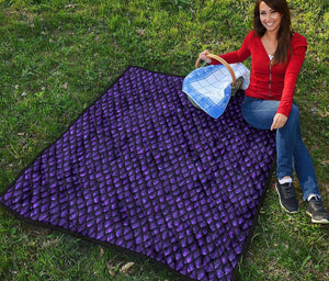 Purple Dragon Scales Pattern Print Quilt