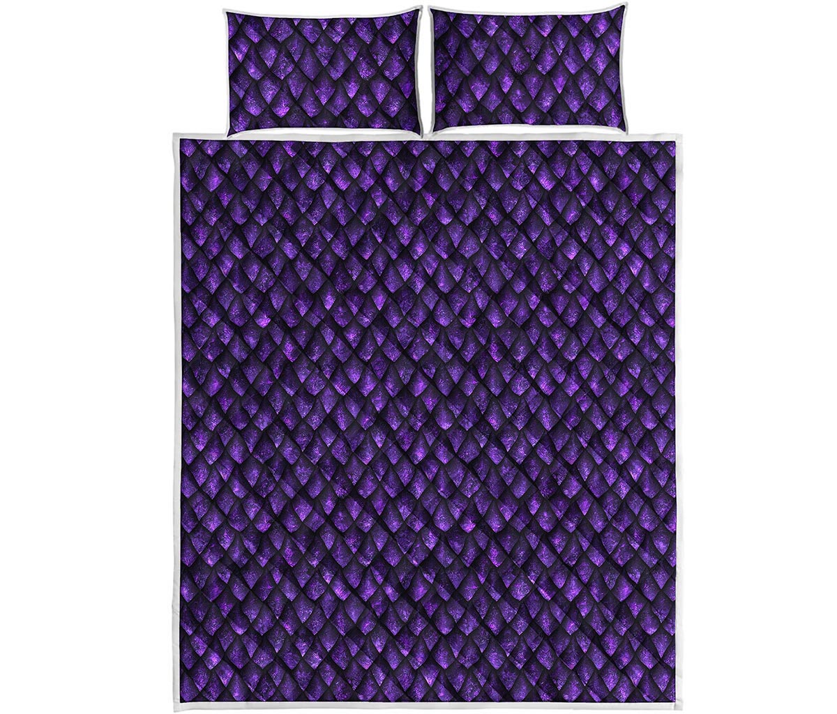 Purple Dragon Scales Pattern Print Quilt Bed Set