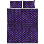 Purple Dragon Scales Pattern Print Quilt Bed Set