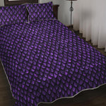 Purple Dragon Scales Pattern Print Quilt Bed Set