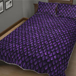 Purple Dragon Scales Pattern Print Quilt Bed Set