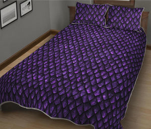 Purple Dragon Scales Pattern Print Quilt Bed Set