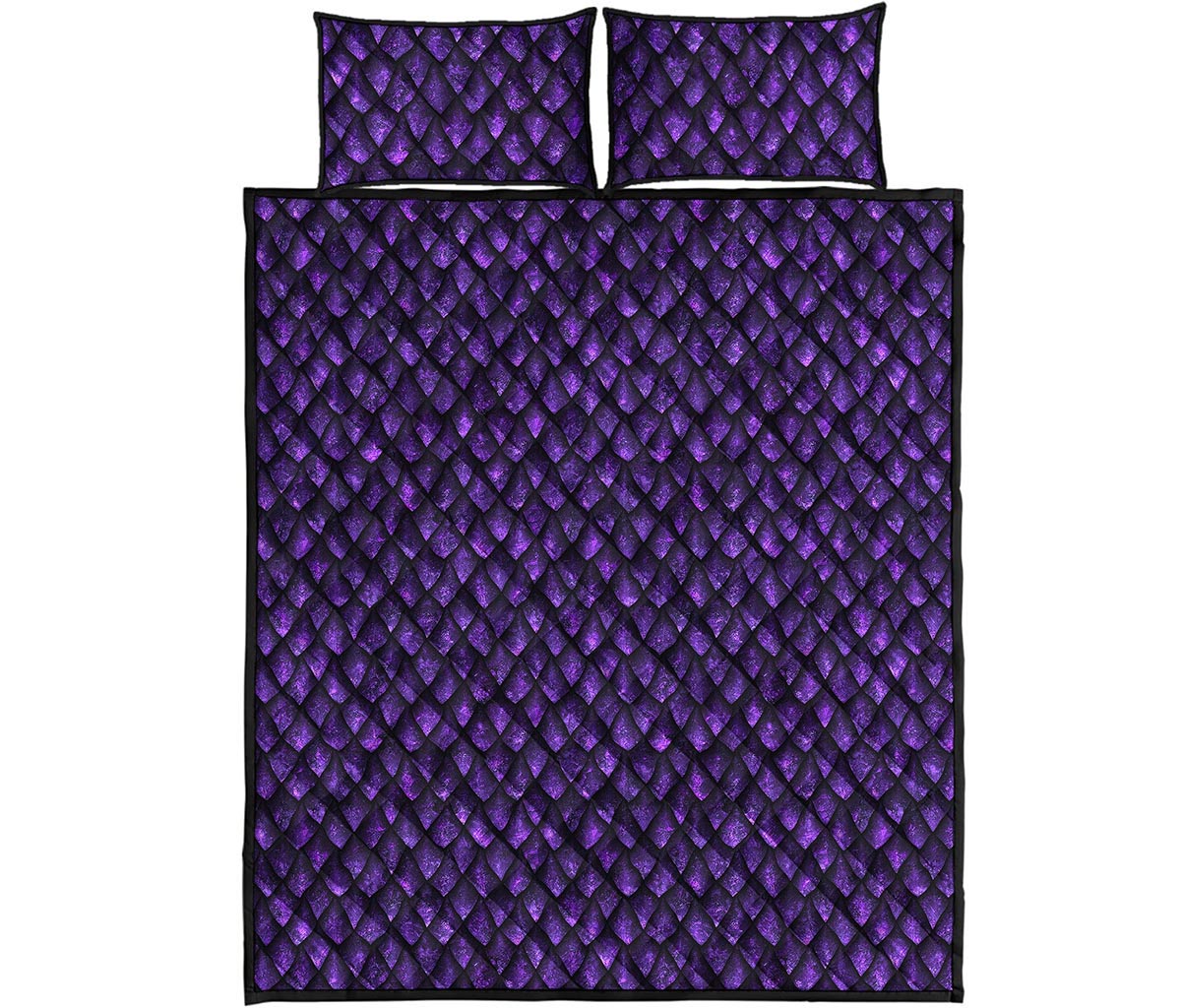 Purple Dragon Scales Pattern Print Quilt Bed Set