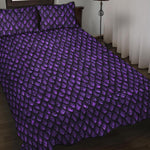 Purple Dragon Scales Pattern Print Quilt Bed Set