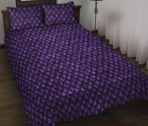 Purple Dragon Scales Pattern Print Quilt Bed Set