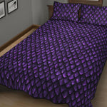 Purple Dragon Scales Pattern Print Quilt Bed Set