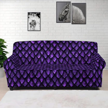 Purple Dragon Scales Pattern Print Sofa Cover