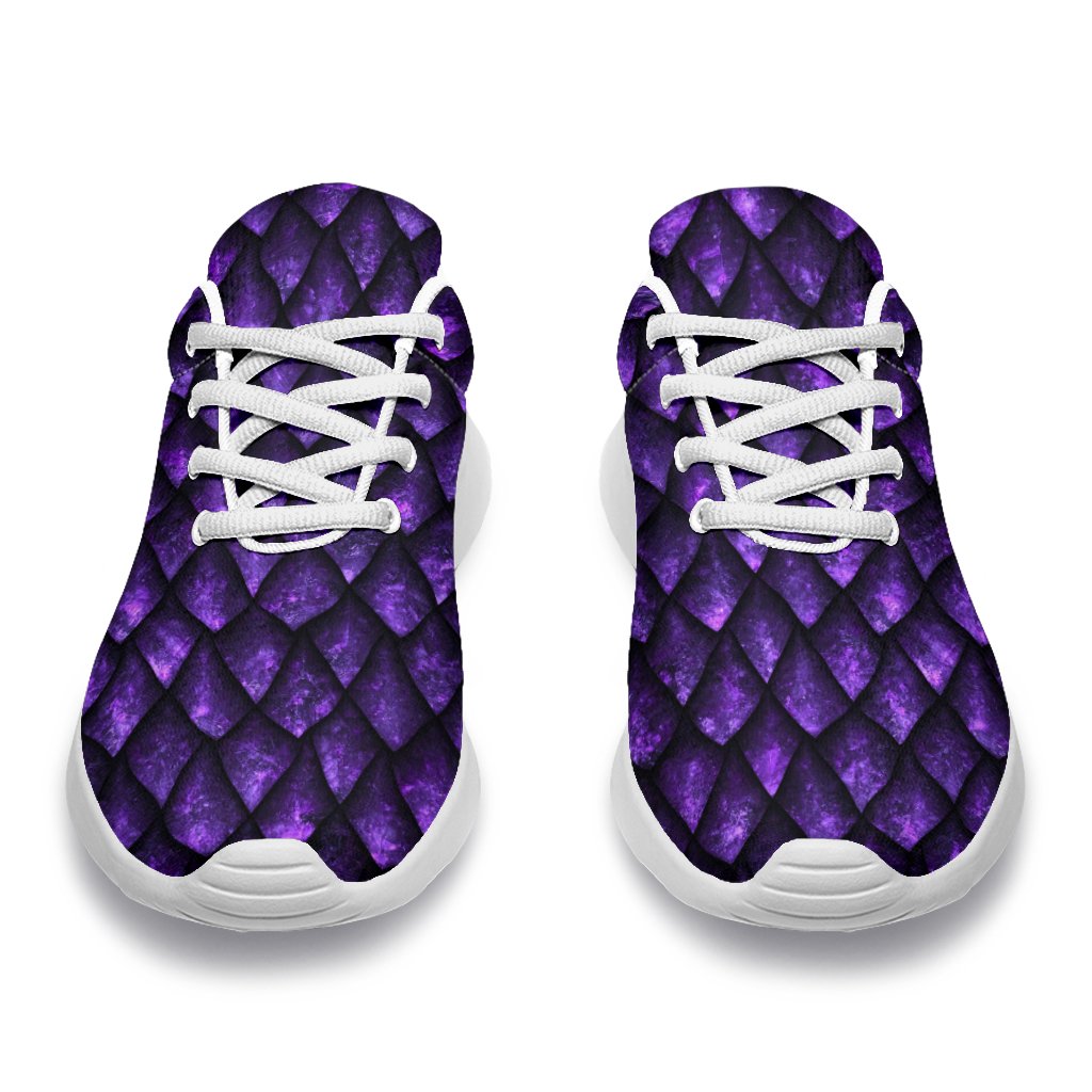 Purple Dragon Scales Pattern Print Sport Shoes GearFrost