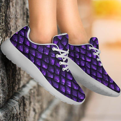 Purple Dragon Scales Pattern Print Sport Shoes GearFrost