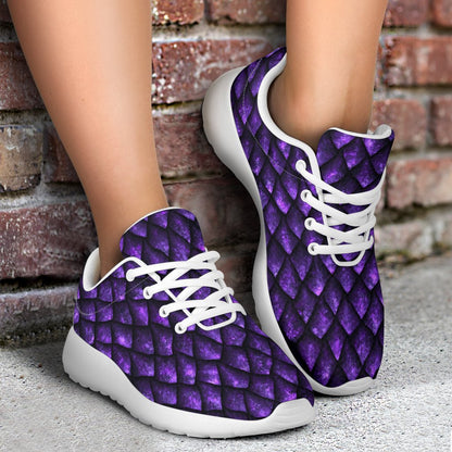 Purple Dragon Scales Pattern Print Sport Shoes GearFrost
