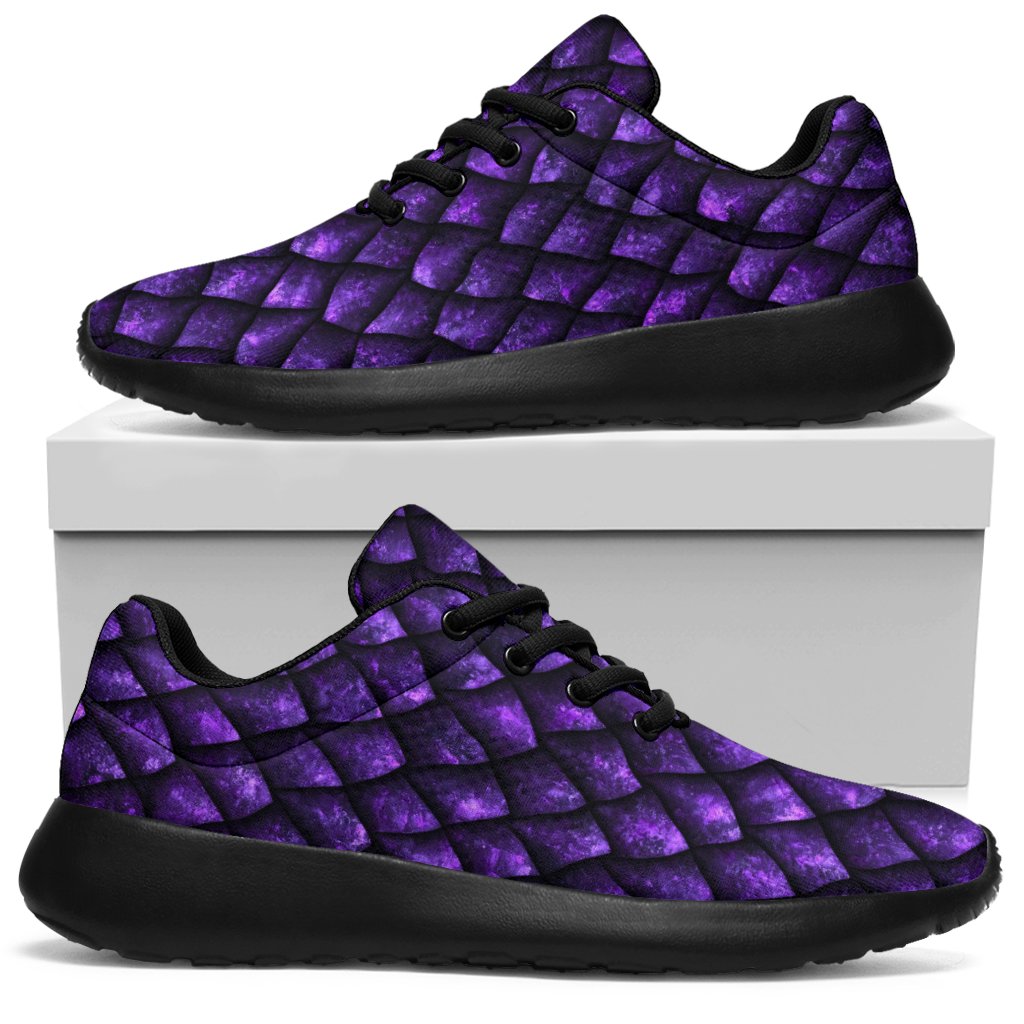 Purple Dragon Scales Pattern Print Sport Shoes GearFrost