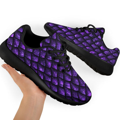 Purple Dragon Scales Pattern Print Sport Shoes GearFrost
