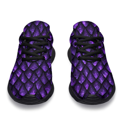 Purple Dragon Scales Pattern Print Sport Shoes GearFrost