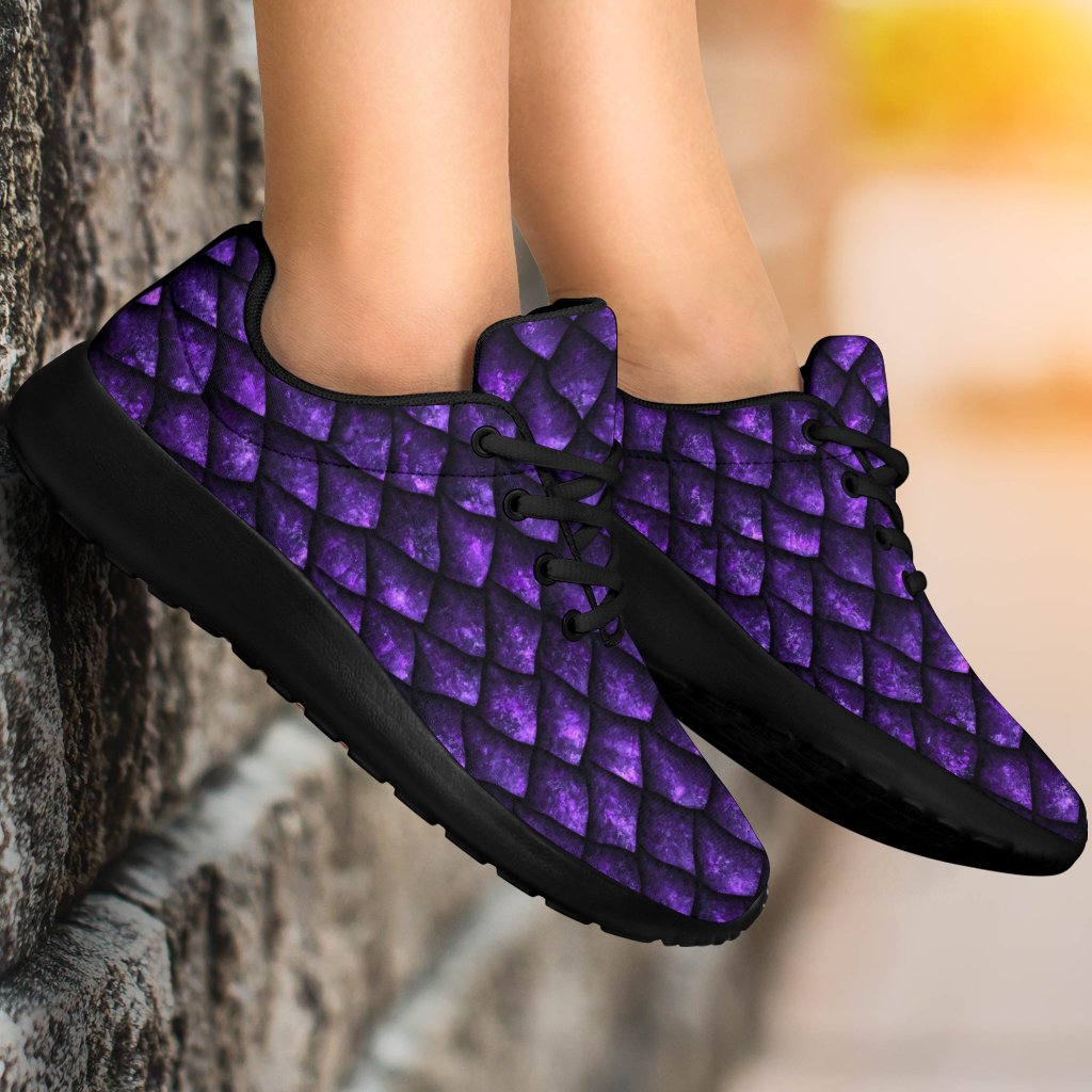 Purple Dragon Scales Pattern Print Sport Shoes GearFrost