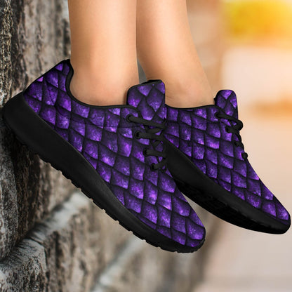 Purple Dragon Scales Pattern Print Sport Shoes GearFrost