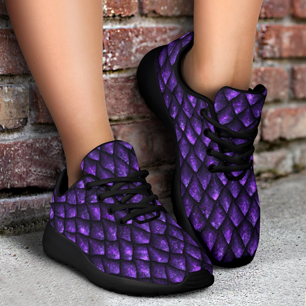 Purple Dragon Scales Pattern Print Sport Shoes GearFrost