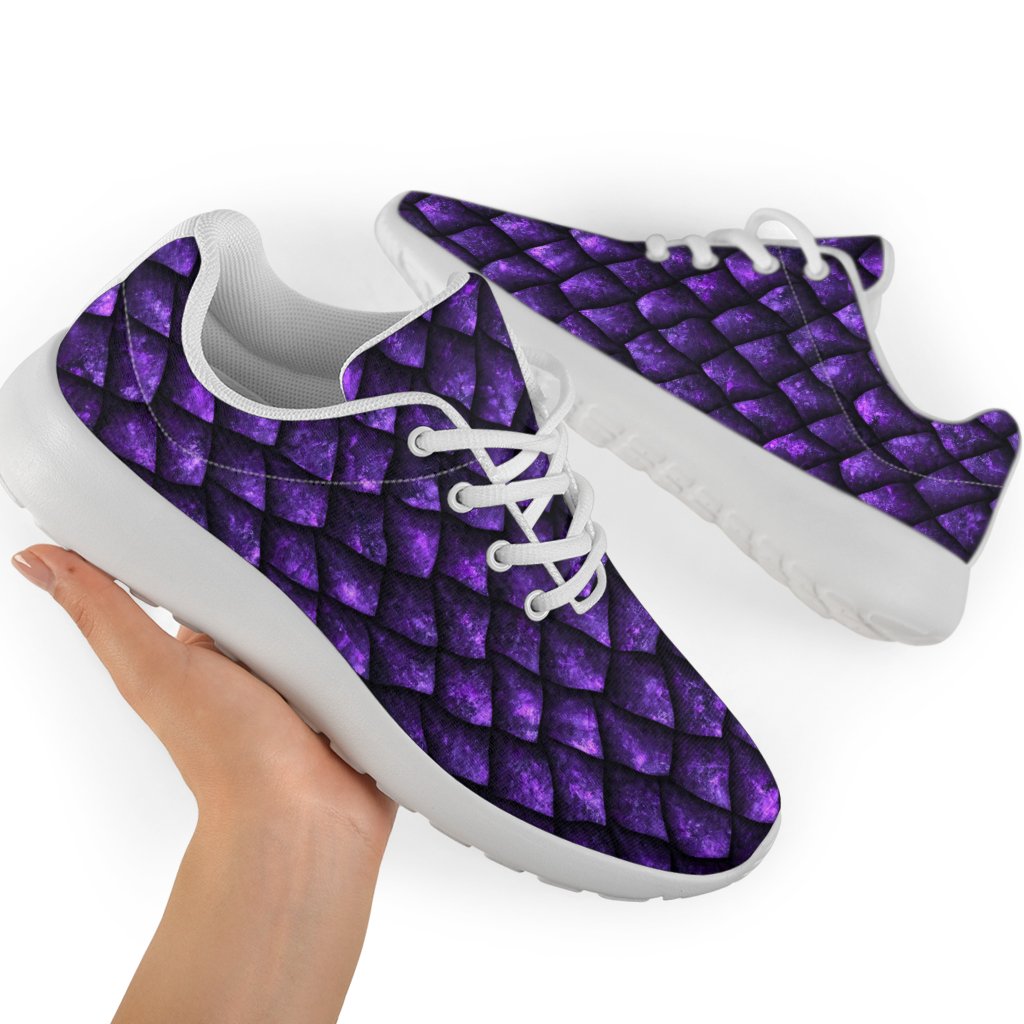 Purple Dragon Scales Pattern Print Sport Shoes GearFrost