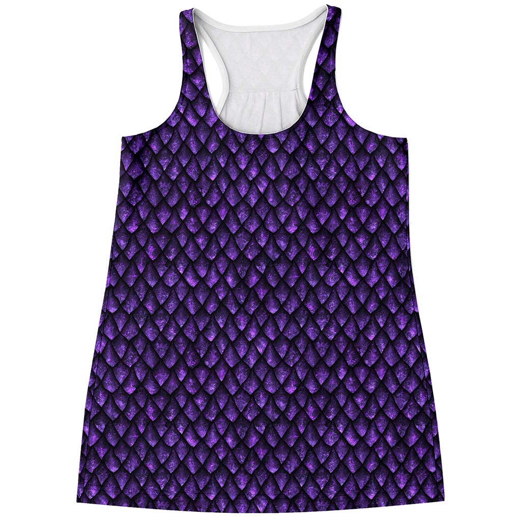 Purple Dragon Scales Pattern Print Women's Racerback Tank Top