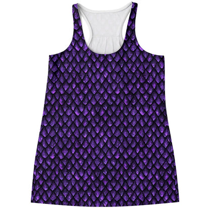 Purple Dragon Scales Pattern Print Women's Racerback Tank Top