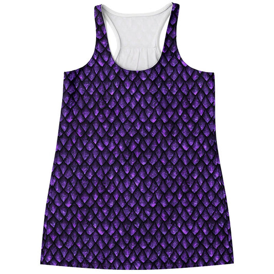 Purple Dragon Scales Pattern Print Women's Racerback Tank Top
