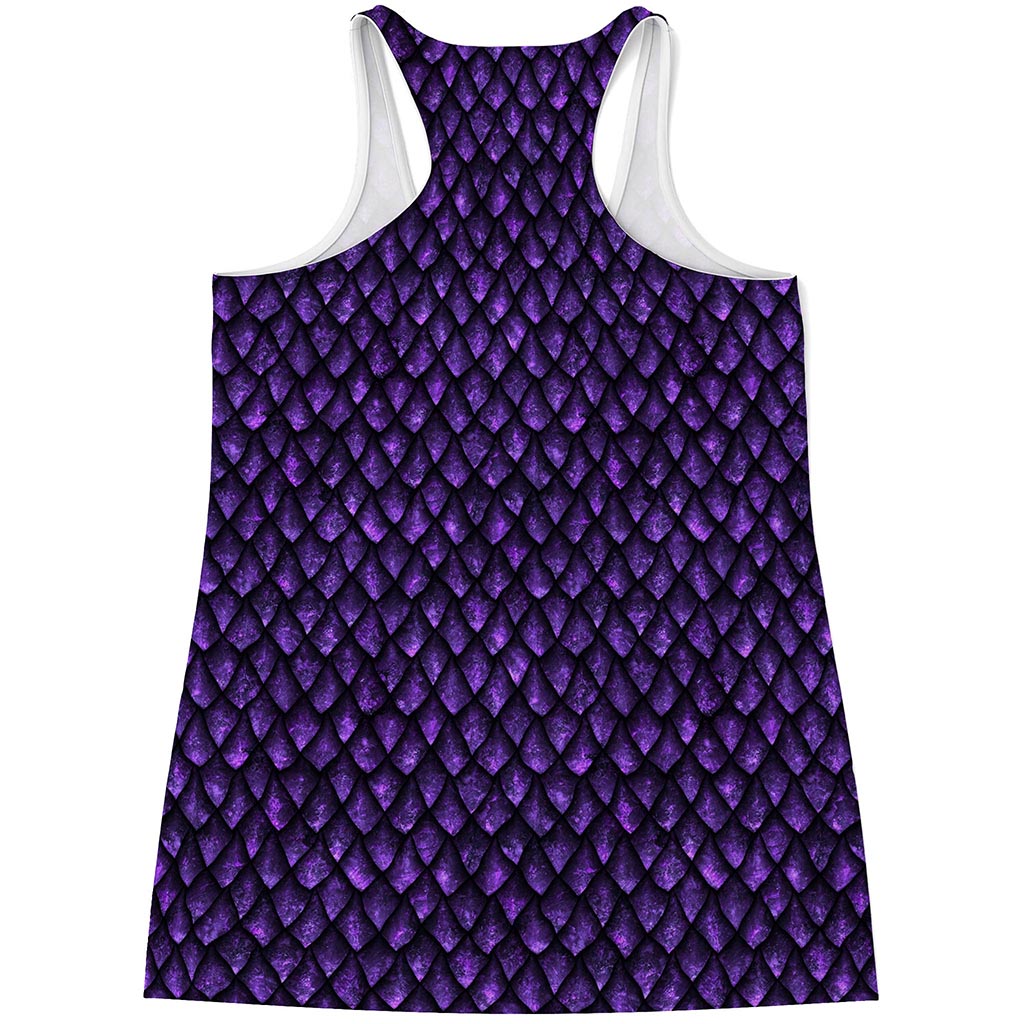 Purple Dragon Scales Pattern Print Women's Racerback Tank Top