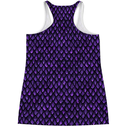 Purple Dragon Scales Pattern Print Women's Racerback Tank Top