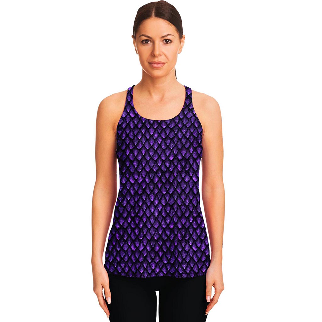 Purple Dragon Scales Pattern Print Women's Racerback Tank Top