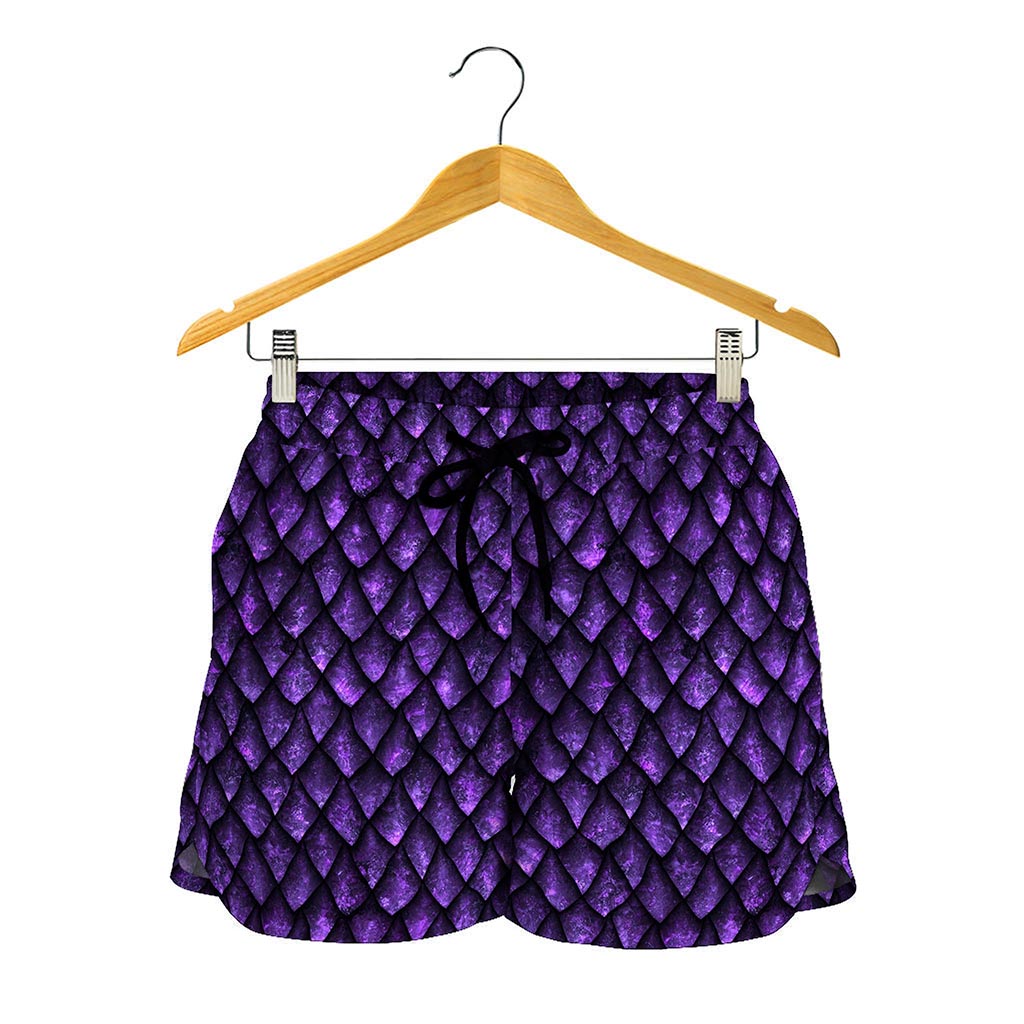 Purple Dragon Scales Pattern Print Women's Shorts